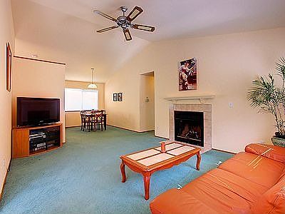 Living Room - Vaulted Ceiling, Fireplace & Bay Window