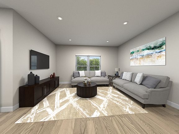 Virtual rendering of living room in the Cholla floorplan