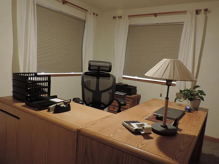 This room has blackout shades for the windows.