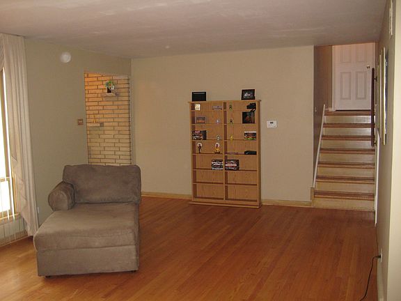 Updated living area with hardwood floors