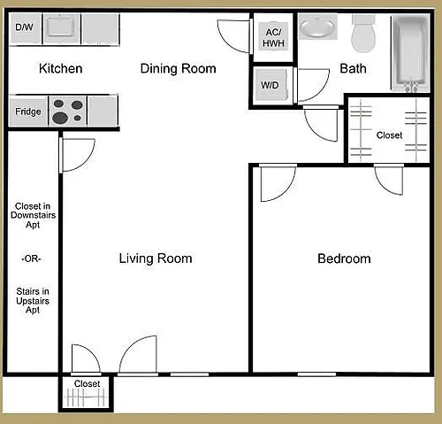 Floor plan 1 Bed 1 Bath