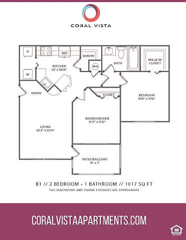 Floor plan 2 bed/1 bath