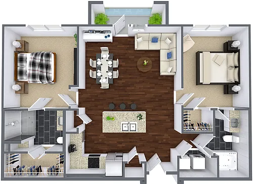 Floor plan Two Bedrooms/Two Baths