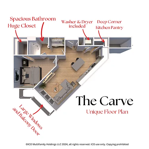 Floor plan The Carve - 1x1