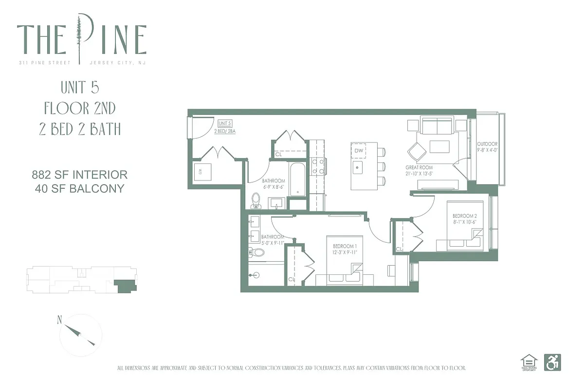 Floor plan Two Bed Two Bath - 05 Line - 2nd Floor