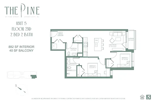 Floor plan Two Bed Two Bath - 05 Line - 2nd Floor