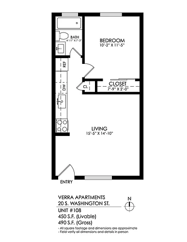 Floor plan 1 Bedroom, 1 Bath