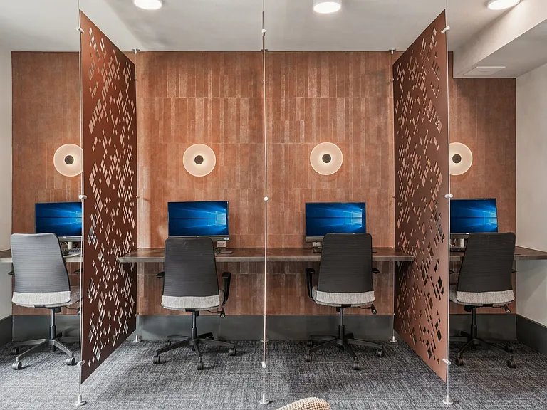 Coworking Lounge with Computers and Printers