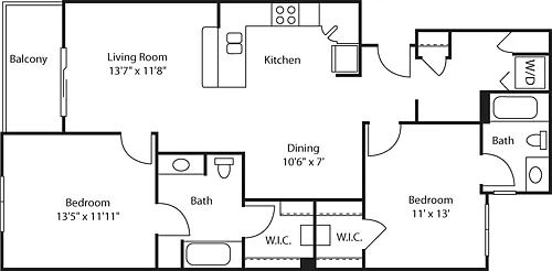 Floor plan Two Bedroom 1082