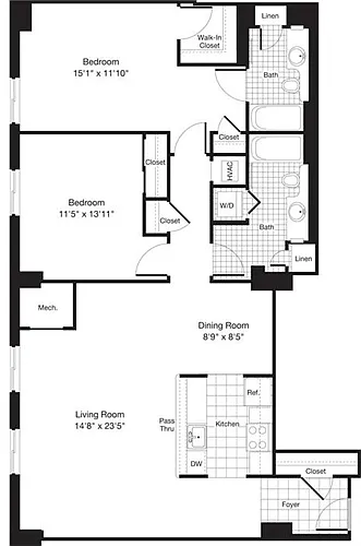 Floor plan 2 Bedrooms T