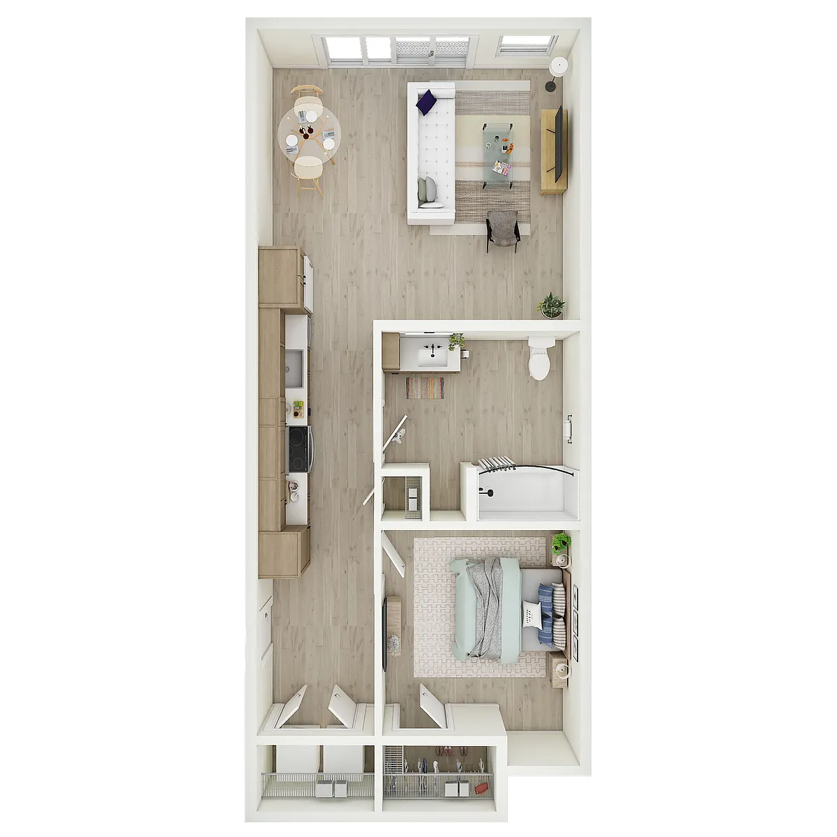 Floor plan 1 Bed 1 Bath - MFTE - a96.1