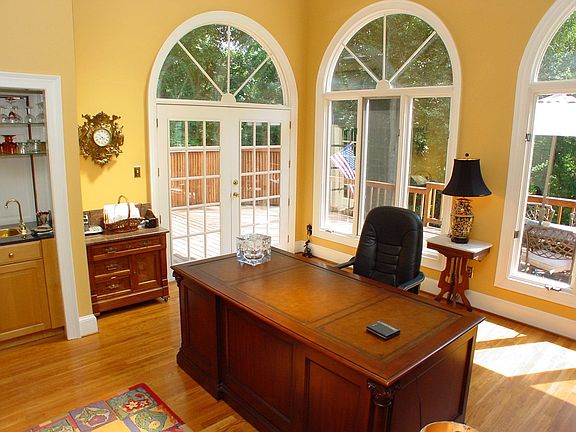 vaulted ceiling in office