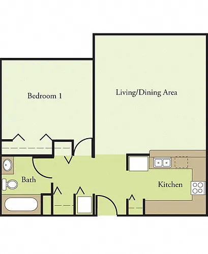 Floor plan One Bedroom One Bath