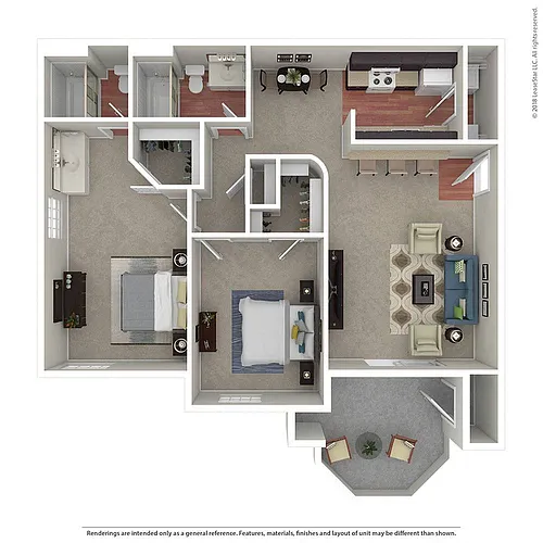 Floor plan Large 2 Bedroom / 2 Bath