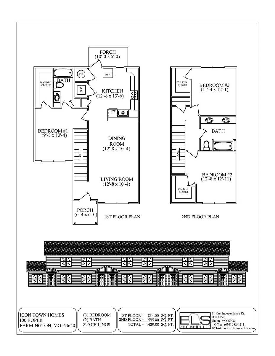 Floor plan Three Bedroom Townhome
