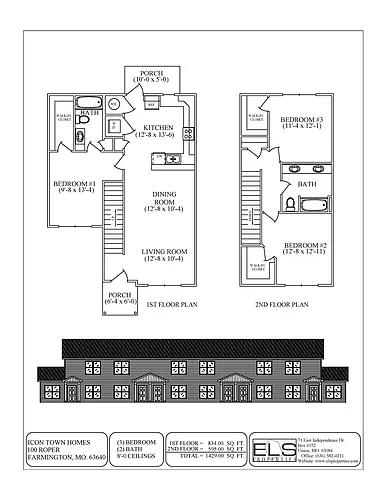 Floor plan Three Bedroom Townhome