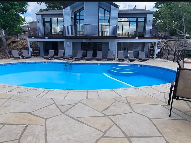 This isn't one of those wild club pools. Come to unwind and relax. Enjoy the son and the beautiful view.