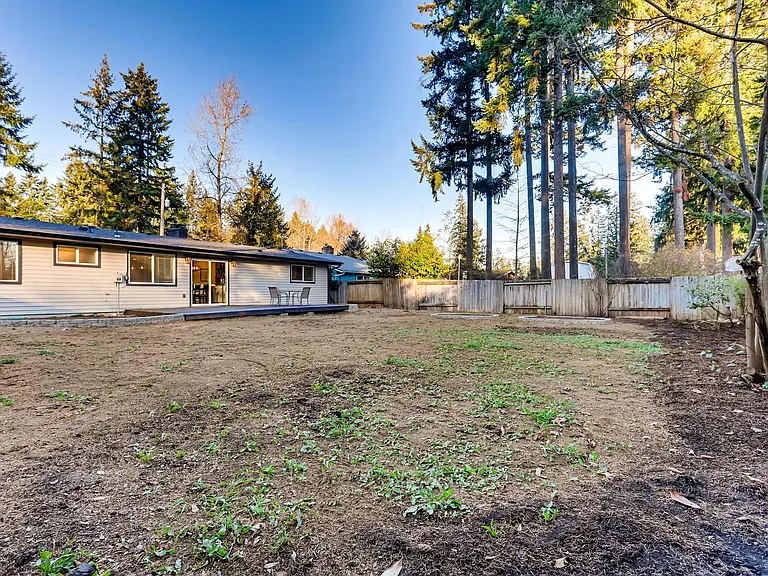 Another view of the fully fenced backyard