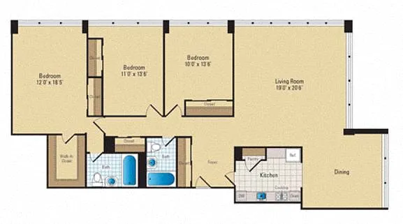 Floor plan 3 Bed - 2 Bath | C01 Designer