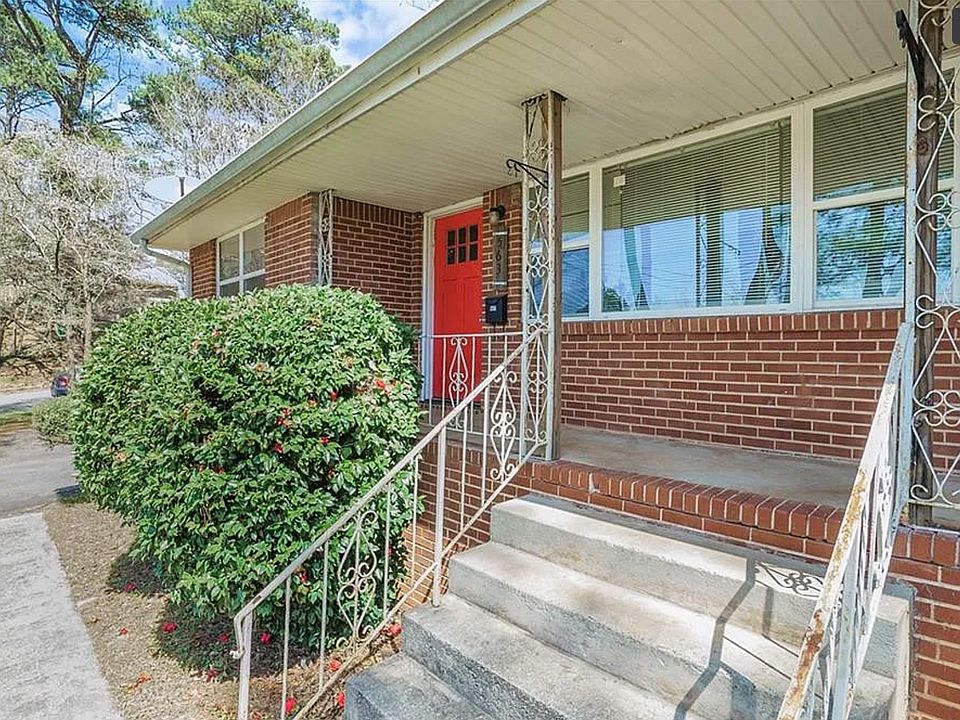 Sunny front porch on quiet street