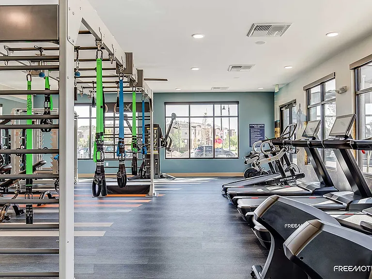 The Wright's fully equipped fitness center features cardio machines, strength training equipment, and functional fitness space designed to support every workout routine.