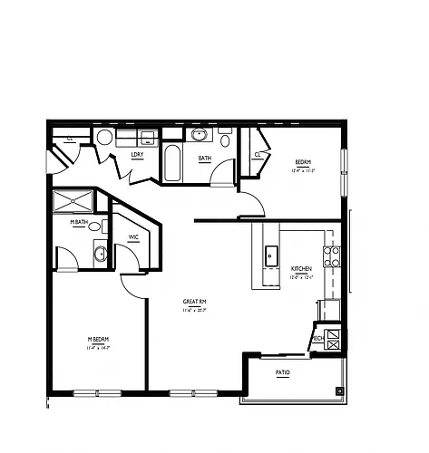 Floor plan 2 Bed/2 Bath-C Type A Phase IV