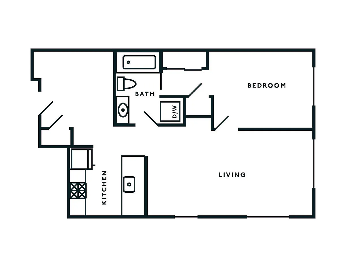 Floor plan Traditional One Bedroom with Den