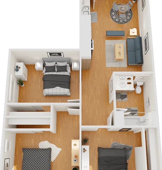 3 Bed 1 Bath Floorplan Diagram