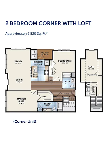 Floor plan $1.96/sq.ft. - Summerfields 360-Two Bedroom Corner