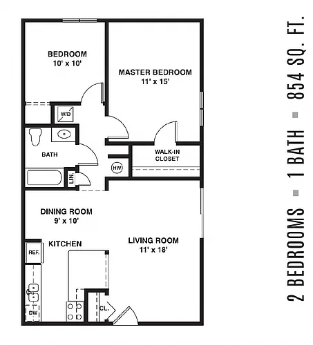 Floor plan 2 Bed 1 Bath