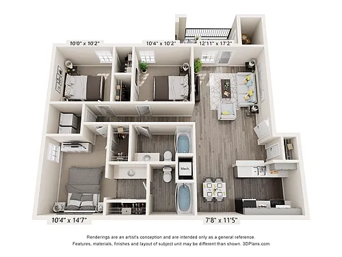 Floor plan 3x2 Renovated