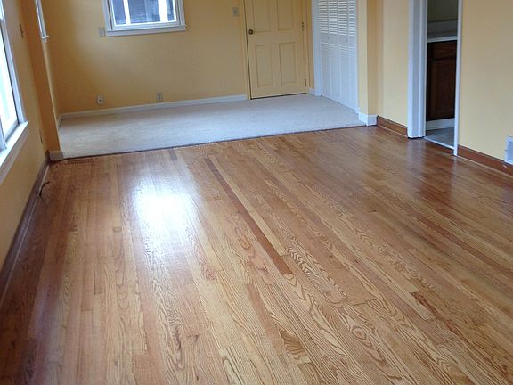Refinished gleaming hardwood