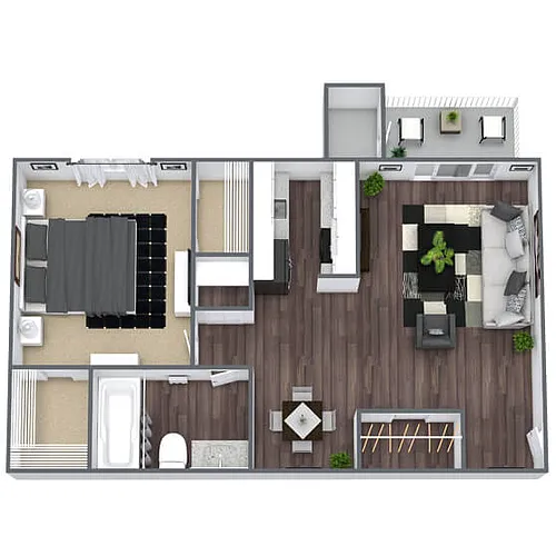 Floor plan A2: 1 Bed 1 Bath