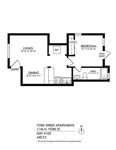 Floor plan 1 Bedroom, 1 Bath