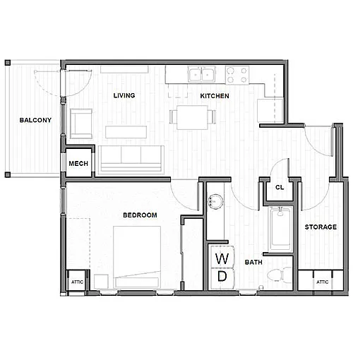 Floor plan 1 Bedroom Cottage