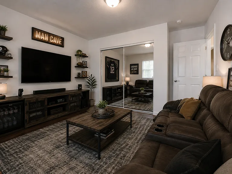 Second Bedroom as Man Cave virtually staged