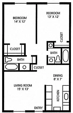 Floor plan 2 bed/2 bath Cypress