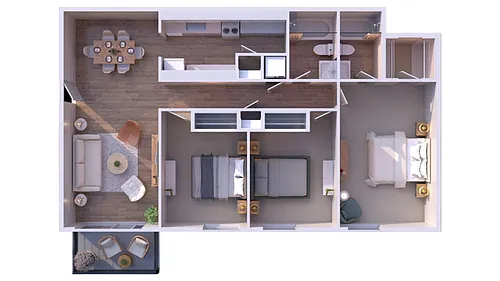Floor plan 3 BR - 2 BTH Renovated
