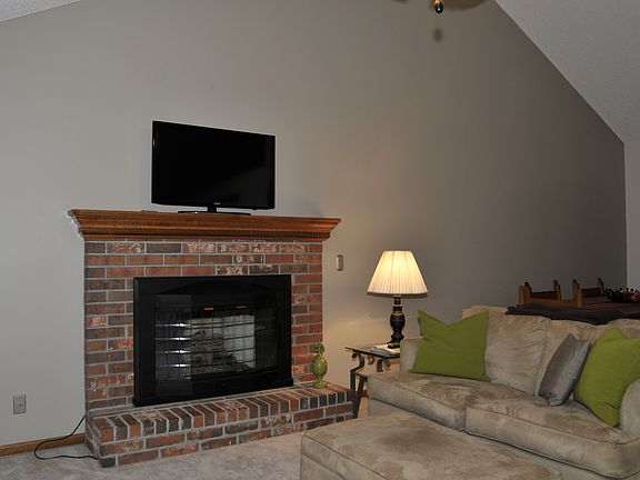 Cozy brick fireplace