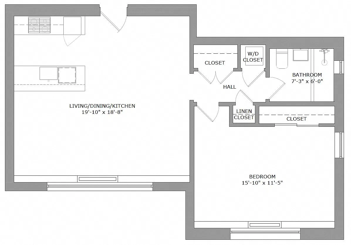 Floor plan 1 Bedroom 1 Bath