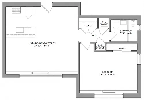 Floor plan 1 Bedroom 1 Bath