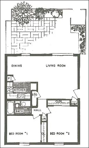 Floor plan 2 Bed 1 Bath