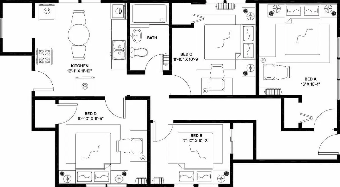 Full bedroom in 4 bed/1 bath home in Mission Hill #1227 A — Photo 1