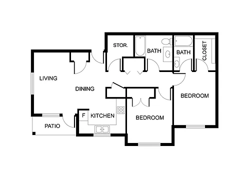Floor plan 2 Bedroom 2 Bath