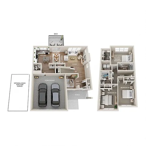 Floor plan Goldeneye - 2 Car Garage + Den
