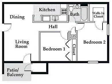 Floor plan TWO BEDROOM SHASTA