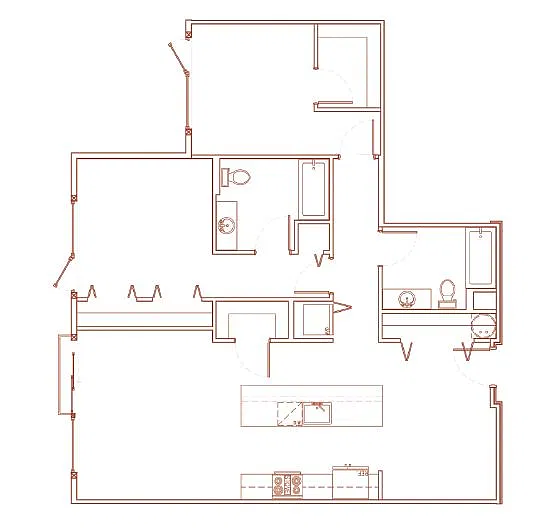 Floor plan 2x2 B Den