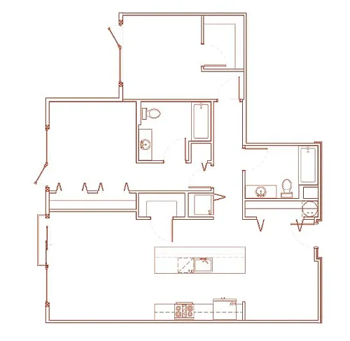 Floor plan 2x2 B Den