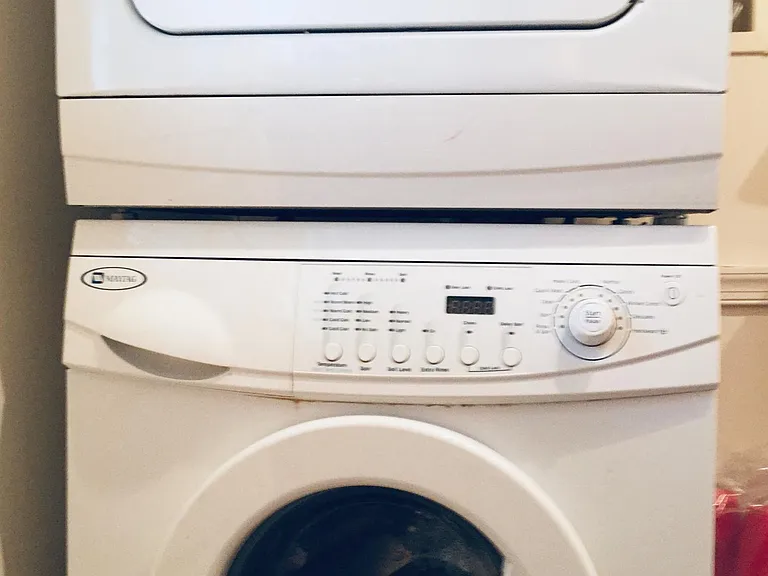 High efficiency washer and dryer in unit