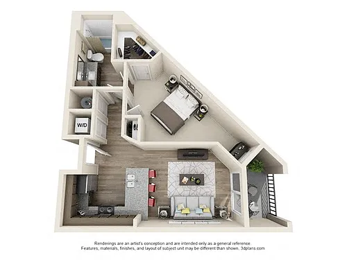 Floor plan 1 Bedroom 1 Bath A1